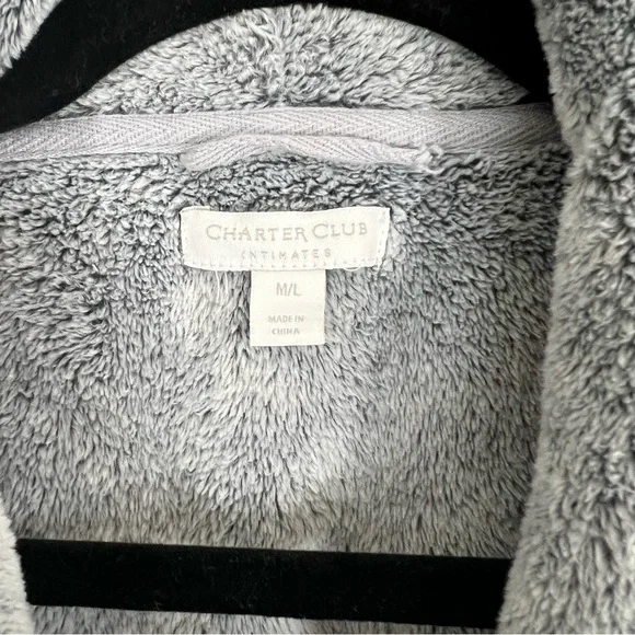 Soft Gray Women’s Long Bathrobe Medium / Large Fuzzy Plush - Picture 7 of 14